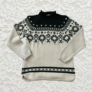 vintage‎ 90s green and cream knit sweater
